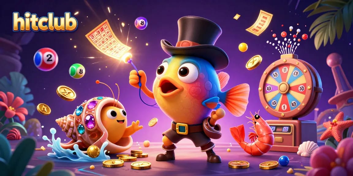 Catch golden coins at hitclub with vibrant underwater characters in a dynamic casino scene.