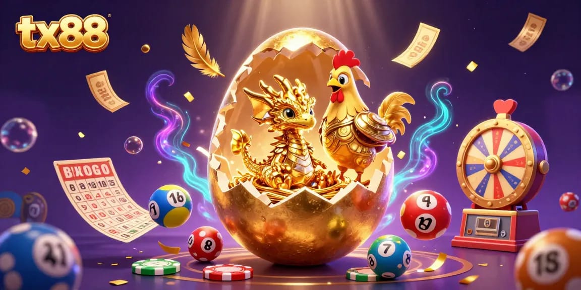 Experience thrilling gaming action with tx88's golden dragon in a vibrant casino scene.