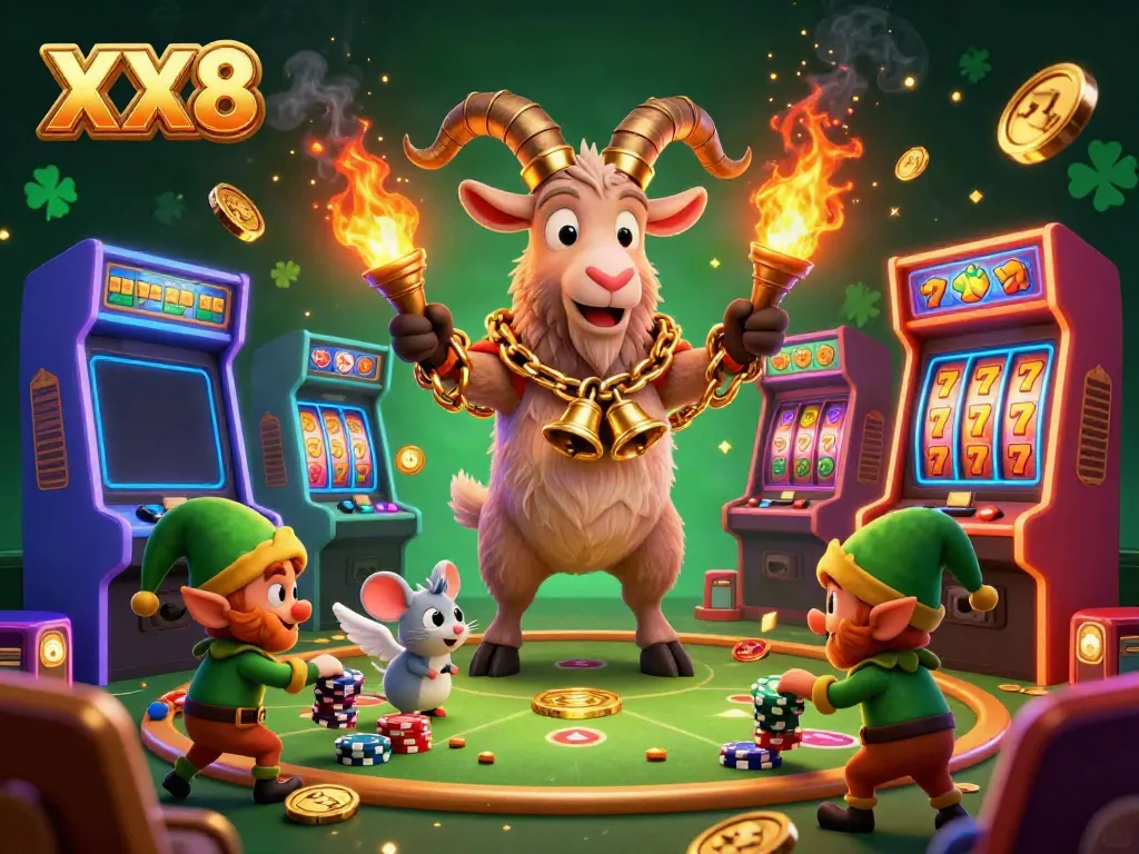 Experience the thrilling digital casino world of XX8 with engaging characters and vibrant gaming elements.