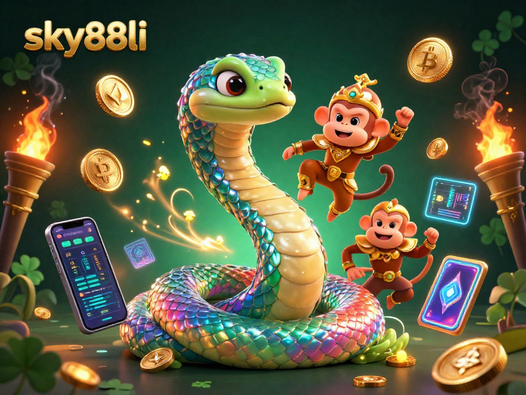 Engage with sky88li for thrilling online gaming experiences featuring vibrant characters and cryptocurrency elements.