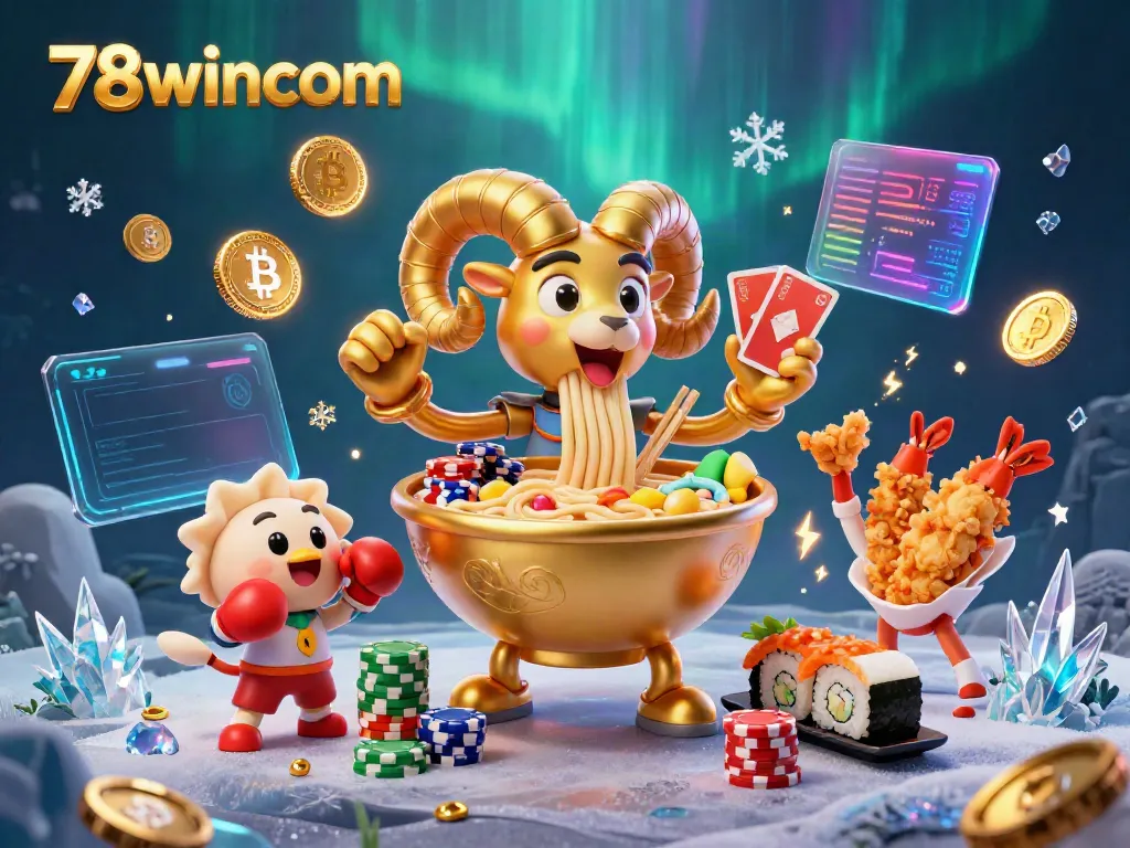 Exciting 3D scene showcasing 78wincom characters engaging in casino action with vibrant elements.