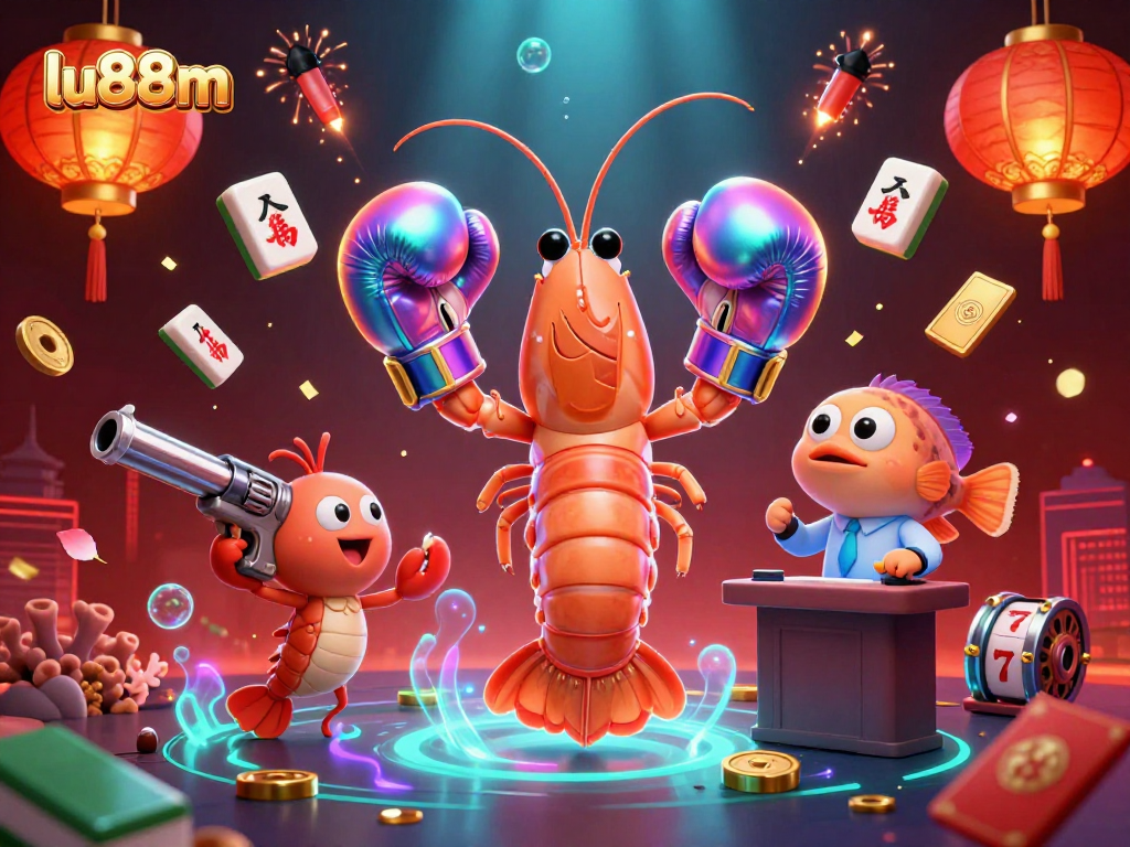 Experience vibrant gambling action with lu88m's 3D cartoon characters in a dynamic casino scene.