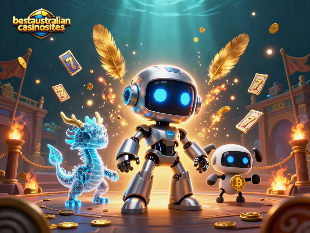 Engage in thrilling gameplay at bestaustraliancasinosites featuring a futuristic casino scene with vibrant slot elements.