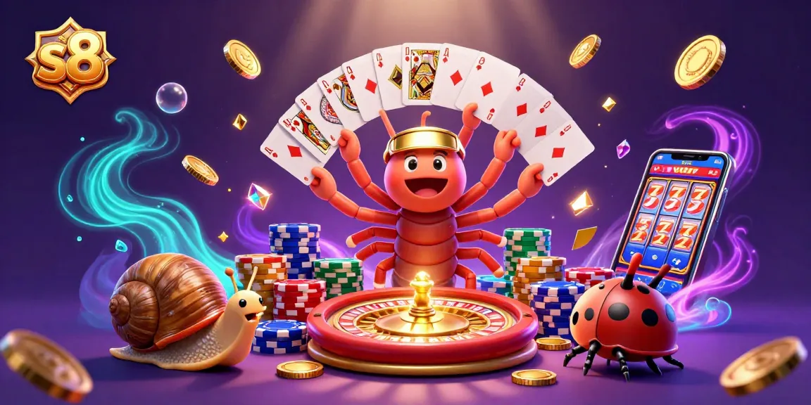 Experience s8's dazzling animated casino scene with vibrant characters and dazzling game elements.