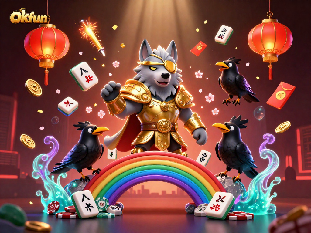 Experience thrilling gameplay at okfun with a vibrant 3D casino scene featuring Odin and his ravens.