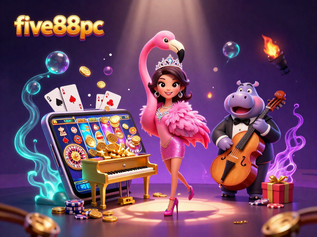 Experience the excitement at five88pc with dynamic casino characters and vibrant gaming elements.