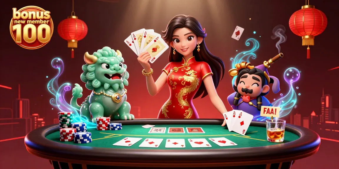 Experience winning excitement with bonus new member 100 illustrated across a vibrant casino scene.