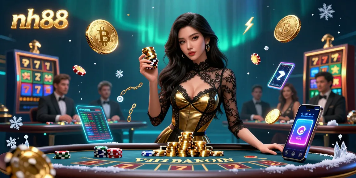 Experience the exclusive high-stakes atmosphere at nh88’s VIP baccarat table with glamour and golden casino chips.