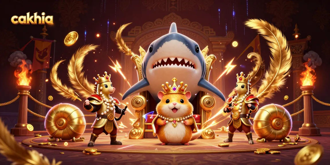 Cakhia showcases a golden hamster king in a thrilling gambling adventure surrounded by ornate casino elements.