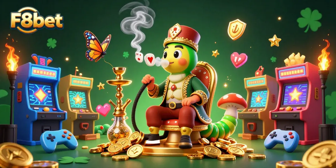 Experience F8bet's vibrant gaming world with a 3D casino art showing excitement and action.