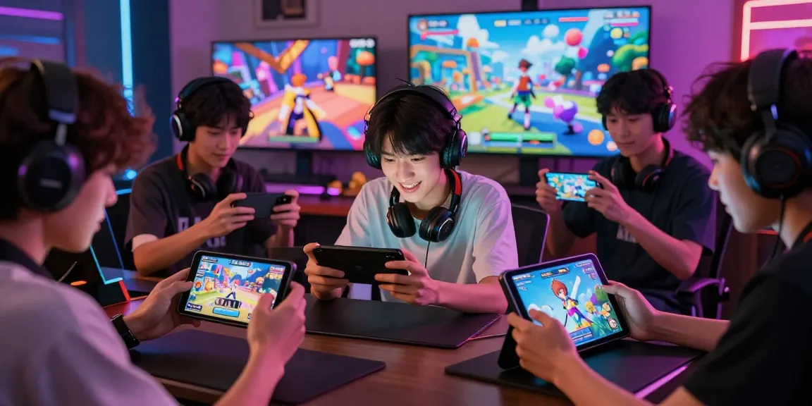 Characters engaged in hentaigames on various devices, showcasing exciting virtual worlds.