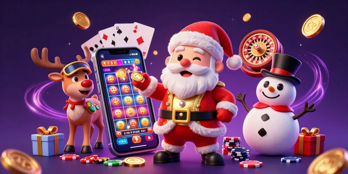 Experience thrilling wins at lu88 with festive Santa, reindeer dealer, and poker chip snowman!