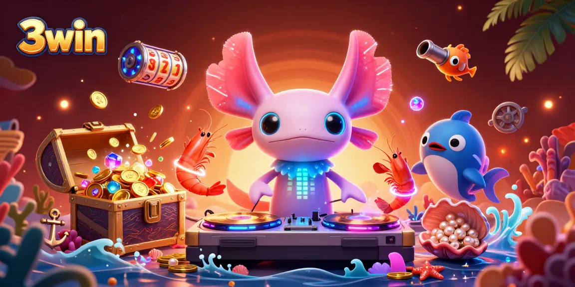 3win players enjoying an animated underwater casino experience with vibrant characters and thrilling elements.