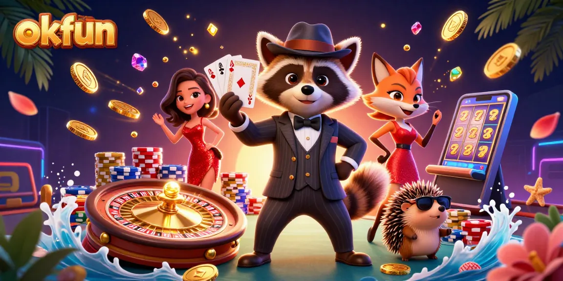 okfun offers thrilling gambling experiences with a dynamic casino scene showcasing vibrant characters and engaging gameplay elements.