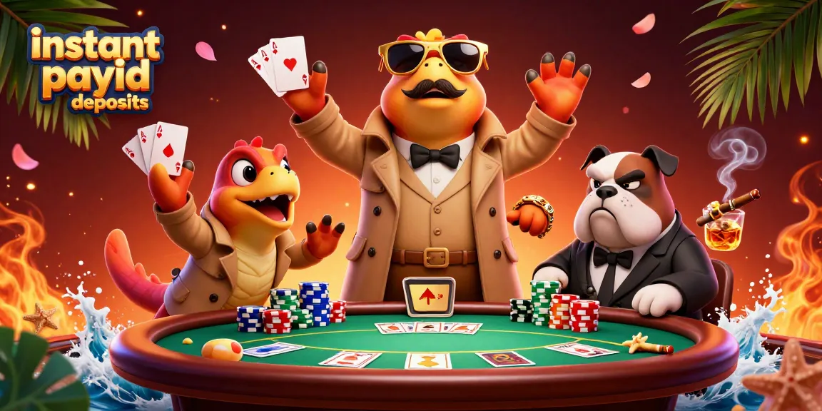 Experience instant payid deposits in a vibrant virtual casino scene with animated raptors attempting to enter.
