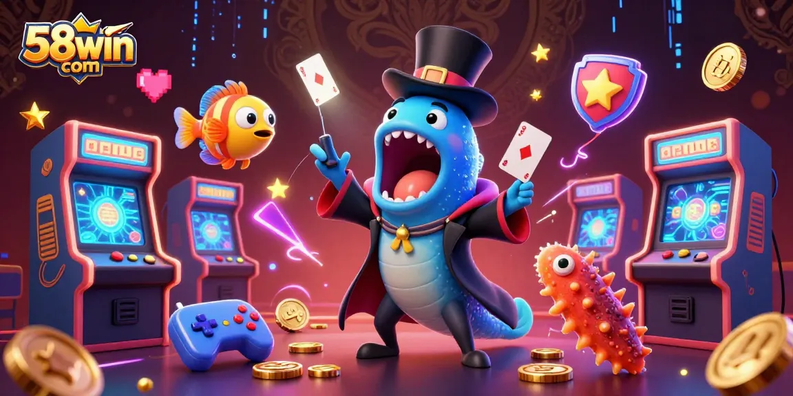 Experience amazing wins at 58win com with colorful 3D arcade games and magical acts.