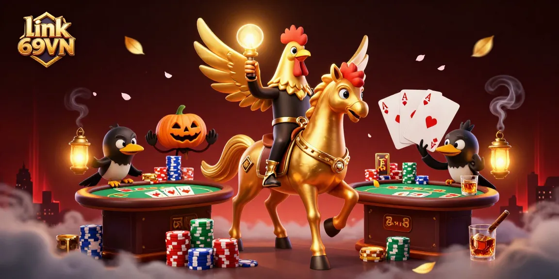 Experience thrilling gameplay at link 69VN with dynamic poker actions in a vibrant casino scene.