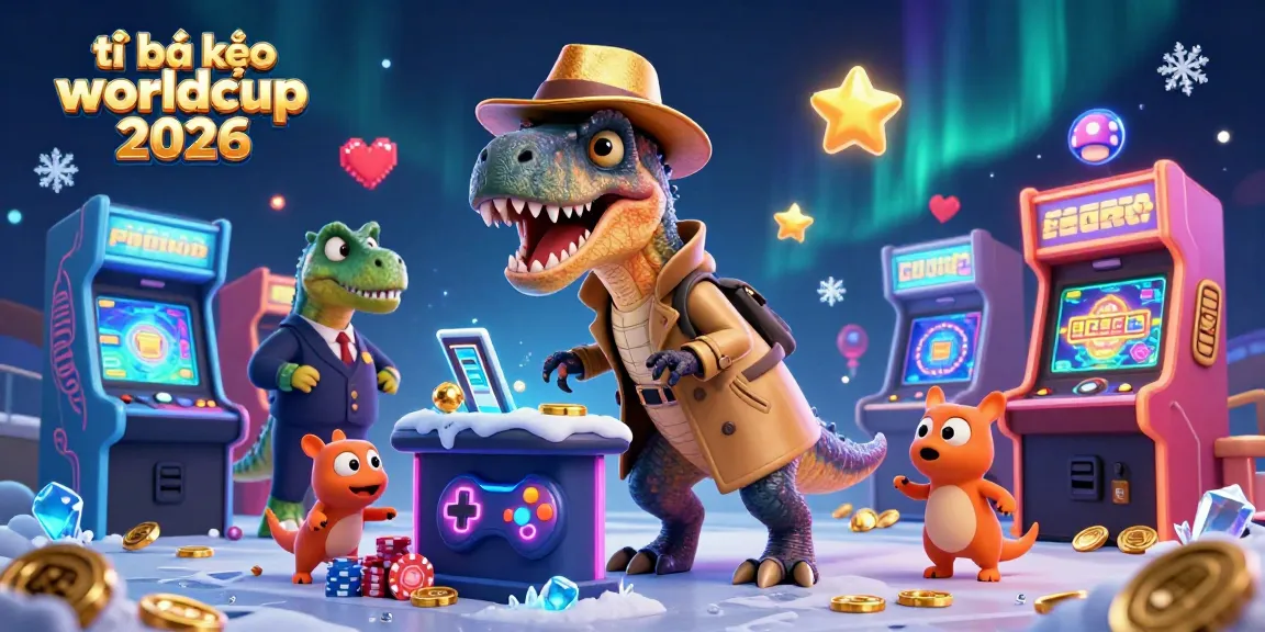 Engaging scene illustrating tỉ lệ kèo worldcup 2026 with a velociraptor card counter at a sports betting kiosk, highlighting vibrant gaming elements.