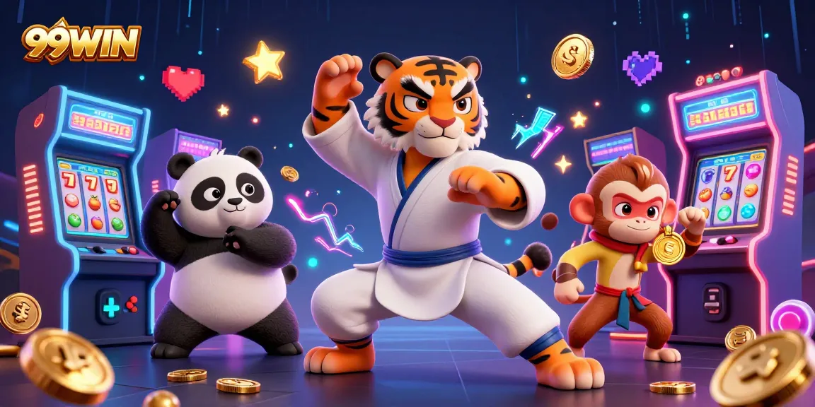 Experience thrilling gameplay at 99WIN with vibrant slots, jackpots, and animated casino art.