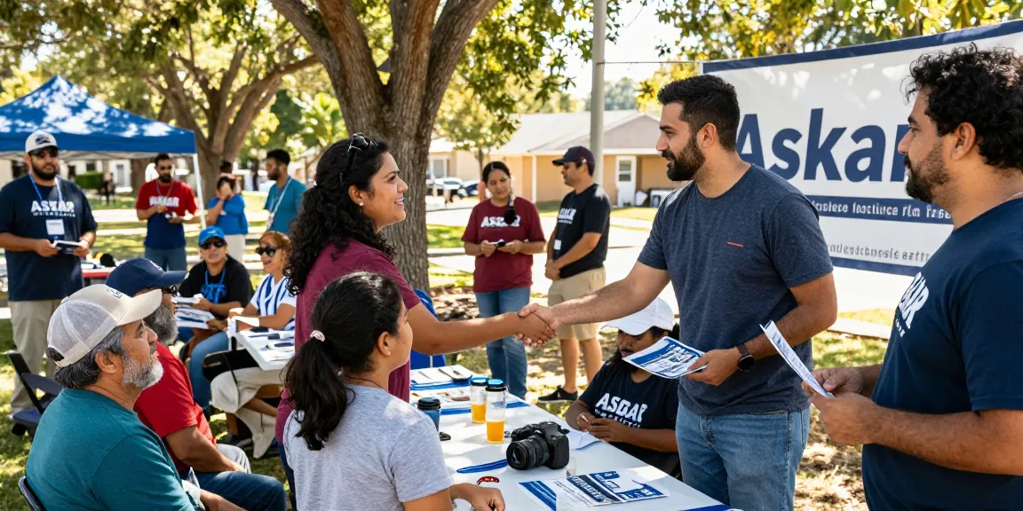 Casey Askar engaging with community voters at a campaign meetup event.