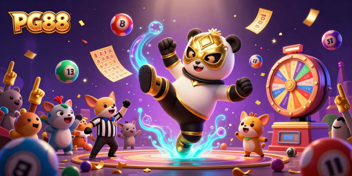 Engage in exciting gameplay at PG88 surrounded by vibrant lottery elements and lively characters.