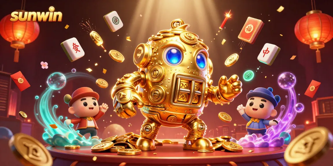 Engage in thrilling gameplay with sunwin's vibrant casino elements showcasing gold coins and mahjong tiles.