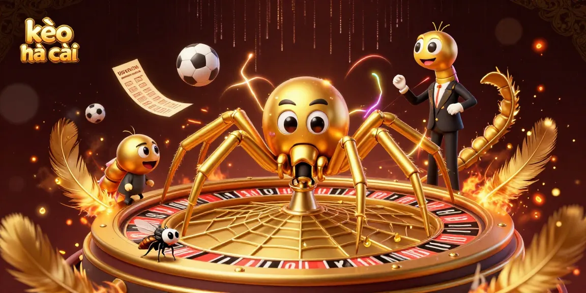 Experience thrilling kèo nhà cái action with a golden spider and centipede croupier in a dynamic roulette scene