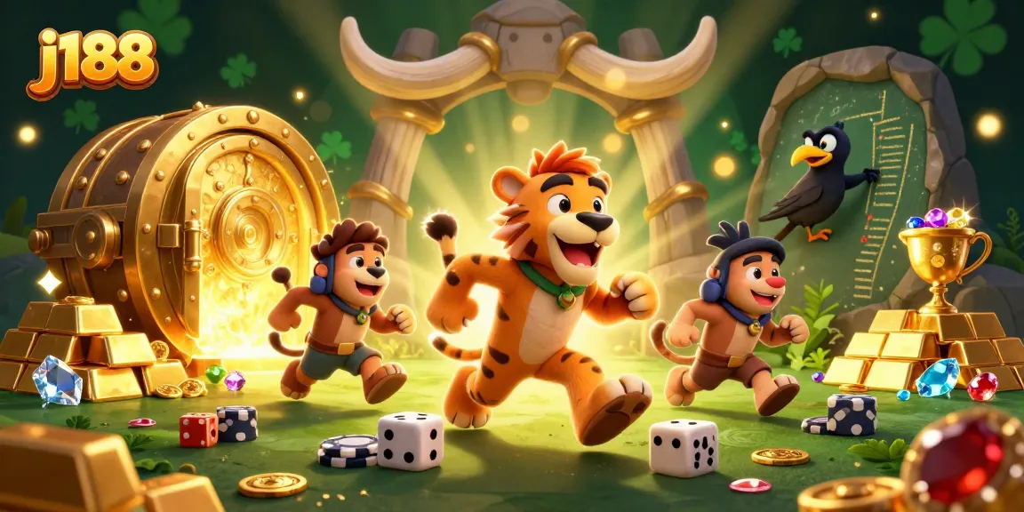 Engage in thrilling gameplay at j188 with a vibrant casino scene featuring exciting elements.